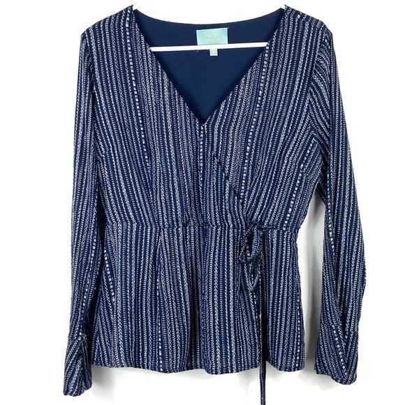 Skies Are Blue Tops - Skies are blue faux wrap blouse